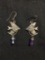 Angel Fish Motif 40x22mm Detailed Pair of Shepard's Hook Sterling Silver Earrings w/ Crystal Faceted