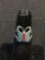 Broken Edge Turquoise & Coral Inlaid 15x12mm Split Shank Butterfly Old Pawn Native American Sterling