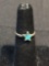 Broken Edge Turquoise Inlaid 8mm Diameter Star Design Top w/ 2mm Wide Shank Old Pawn Mexico Sterling