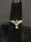 Soaring Dove Design w/ Broken Edge Turquoise Inlay Sterling Silver Ring Band