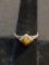 Square Kite Set 5.5mm Amber Gem Cabochon Center Split Shank Old Pawn Mexico Sterling Silver Pendant