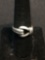 Thai Design Heart Knot Motif 11mm Wide Tapered High Polished Sterling Silver Ring Band