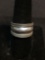 NF Designer Rope Framed Domed High Polished Center 12mm Wide Tapered Sterling Silver Ring Band