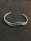 Double Wave Twisted Design 18mm Wide Tapered High Polished Sterling Silver Cuff Bracelet