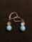 Briolette Faceted Blue & Clear Glass Beaded Two-Tier Pair of Sterling Silver Lever Back Earrings