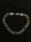 Figaro Link 6mm Wide Medium Gauge 8in Long Signed Designer Sterling Silver Bracelet