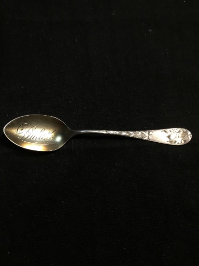 Henrickson Designer Floral Filigree Decorated 4.5x1in Gold-Tone Collectible Sterling Silver Spoon