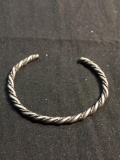 Handmade Braided Rope & High Polished Ribbon Design 4mm Wide 2.5in Diameter Solid Sterling Silver