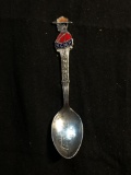 BMC Designer R.C.M.P. Canadian Themed Enameled 4x1in Collectible Sterling Silver Spoon