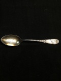 Henrickson Designer Floral Filigree Decorated 4.5x1in Gold-Tone Collectible Sterling Silver Spoon