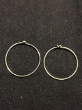 Round 24mm Diameter 0.75mm Wide High Polished Pair of Petite Sterling Silver Hoop Earrings