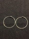 Round 24mm Diameter 0.75mm Wide High Polished Pair of Petite Sterling Silver Hoop Earrings