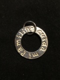 Round 25mm Diameter Spanish Family Themed Sterling Silver Circle Pendant