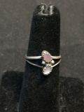 Twin Oval Pink Mother of Pearl Featured 11mm Long Split Shank Old Pawn Native American Sterling