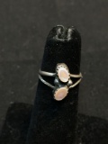 Twin Oval Pink Mother of Pearl Featured 13mm Long Split Shank Old Pawn Native American Sterling