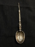 Ornate Hand-Engraved 4.5x1in Vintage Celtic Knot Inspired Collectible Sterling Silver Spoon