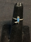 Broken Edge Turquoise Inlaid 10x7mm Sterling Silver Old Pawn Mexico Cowboy Boot Ring Band