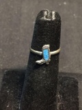 Broken Edge Turquoise Inlaid 10x7mm Sterling Silver Old Pawn Mexico Cowboy Boot Ring Band