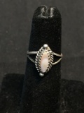 Rope Frame Detailed Marquise Shaped 9x4mm Pink Mother of Pearl Center Old Pawn Native American