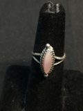 Rope Frame Detailed Marquise Shaped 12x4mm Pink Mother of Pearl Center Old Pawn Native American