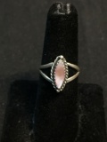 Rope Frame Detailed Marquise Shaped 11x4mm Pink Mother of Pearl Center Old Pawn Native American
