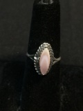 Rope Frame Detailed Marquise Shaped 13x5mm Pink Mother of Pearl Center Old Pawn Native American