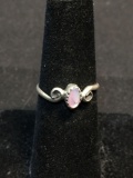 Oval 5x3mm Pink Mother of Pearl Center Handmade Filigree Decorated Old Pawn Mexico Sterling Silver