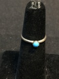 Round 3.5mm Wide Turquoise Cabochon Center 2mm Wide Shank Old Pawn Native American Sterling Silver