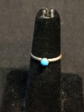 Round 3.5mm Wide Turquoise Cabochon Center 2mm Wide Shank Old Pawn Native American Sterling Silver