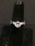 Round 7.5mm CZ Center w/ Round CZ Sides Infinity Symbol Detailed Sterling Silver Engagement Ring