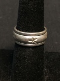 Hand-Engraved 7mm Wide Sterling Silver Spinner Band