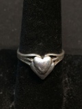 S.S. Designer Two-Tier Twin Heart Design 10mm Wide Tapered Sterling Silver Ring Band