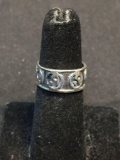 Oxidized & High Polished Ying Yang Eternity Design 8mm Wide Sterling Silver Band