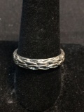 Hand-Detailed Eternity Rope Design 4.5mm Wide Sterling Silver Band
