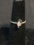 Oval 4.5x2.5mm Pink Mother of Pearl Center Bead Ball & Filigree Accented Old Pawn Mexico Sterling