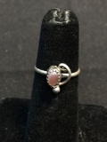 Oval 5x3mm Pink Mother of Pearl Center Bead Ball & Filigree Accented Old Pawn Mexico Sterling Silver