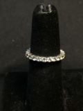 Shared Prong Set Round Faceted CZ Featured 2.25mm Wide Sterling Silver Eternity Band