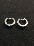 Round 16mm Diameter 5.5mm Wide Signed Designer High Polished Pair of Sterling Silver Hinged Back