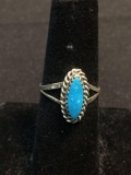 Marquise Shaped 11x4mm Rope Detail Framed Split Shank Old Pawn Native American Sterling Silver Ring