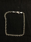 Milor Designer Rope Link 2.75mm Wide 7in Long Italian Made Sterling Silver Bracelet