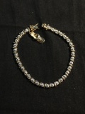 Two-Tone Diamond Accented S Link Design 4mm Wide 7in Long Tennis Bracelet w/ Diamond Accented Beach