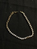 Round Faceted 3mm CZ Featured 3mm Wide 7in Long Gold-Tone Sterling Silver Tennis Bracelet