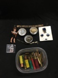 Mixed Lot of Small Collectibles - Bullets, Rings, Dolls, Jewelry & More from Estate