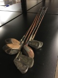 Collection of Vintage Wood Shaft Golf Clubs from Estate