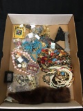 Tray of Miscellaneous Estate Items - Mink, Ivory, Jewelry, Watches and more - NICE