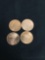 4 Count Lot of 1/4 Ounce .999 Fine COPPER Bullion Rounds - 1 Total Ounce