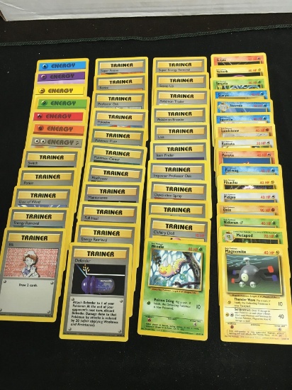 Pokemon Complete 102 Card Unlimited Base Set from Collection - Medium Play Average