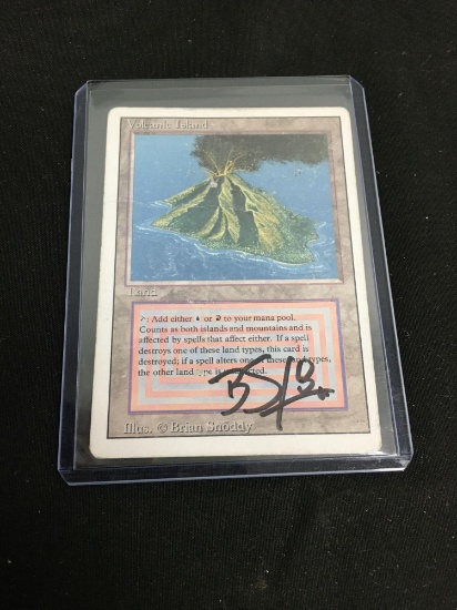 SIGNED Magic the Gathering VOLCANIC ISLAND Revised Dual Land - WOW