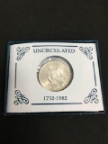 1982 Unirculated United States Mint Washington 90% Silver Half Dollar