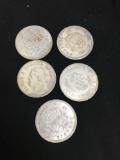 Replica? Lot of 5 Silver Tone 1880 Romania 5L Coins - Unknown Content & Authenticity